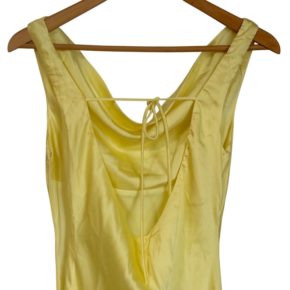 Peppermayo Be Mine Satin Maxi Dress‎ 2 Canary Yellow Bias Cowl Open Back Chic - Picture 14 of 16